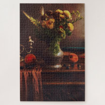 Herbst-Chrysanthemen | Vintage-Stillleben-Puzzle