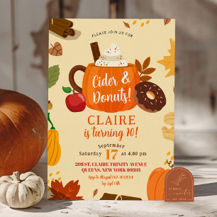 Herbst Cider und Donuts Herbst Geburtstagsparty Einladung