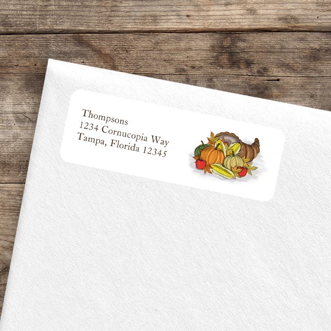 Herbst-Cornucopia benutzerdefinierte Rücksendeadre (Fall Autumn Cornucopia Return Address Label.)