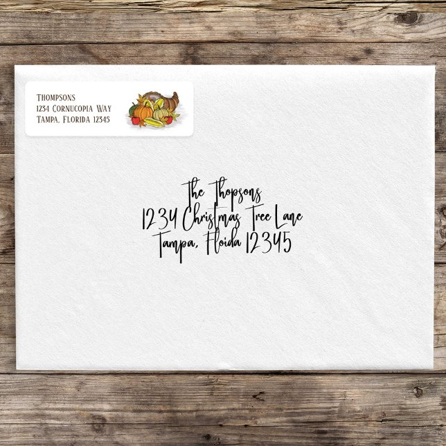 Herbst Cornucopia Elegantes Wasserfarbenland (Autumn cornucopia simple return address label. )
