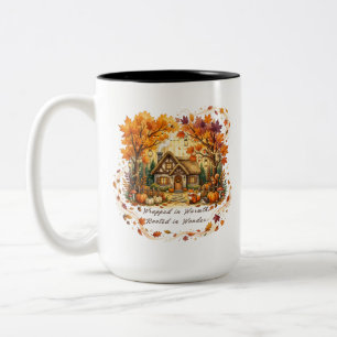 Herbst Cottage Kern Aquarell Zweifarbige Tasse