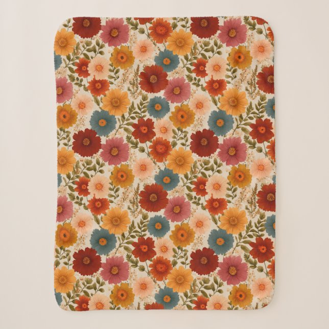 Herbst Cottagecore Blumen Sherpadecke (Vorderseite)