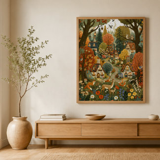 Herbst Cottagecore Süße Tiere Kinderzimmer Dekorat Poster