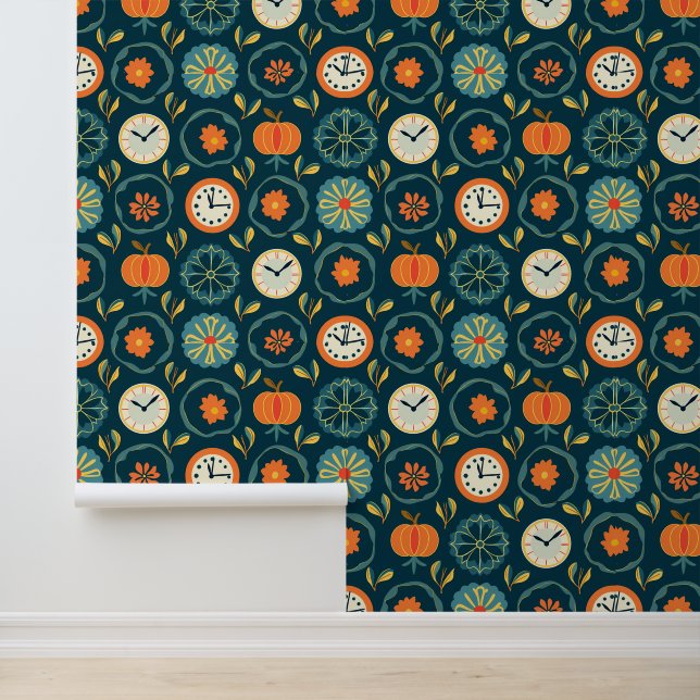 Herbst-Countdown: Whimsical Pumpkin and Clock Tapete (Anwendung)