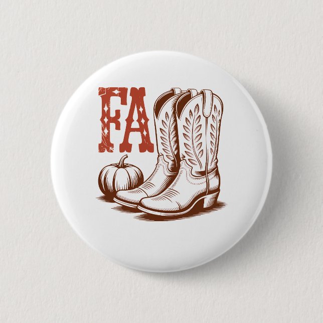 Herbst Cowgirl Pumpkin Button (Vorderseite)