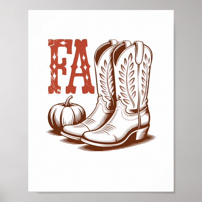 Herbst Cowgirl Pumpkin Poster (Vorne)