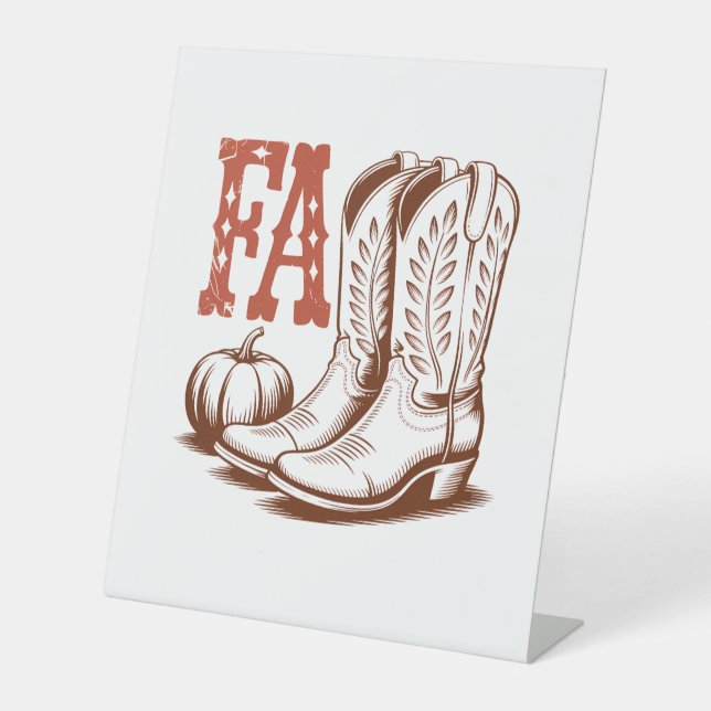 Herbst Cowgirl Pumpkin Sockelschild (Vorderseite)