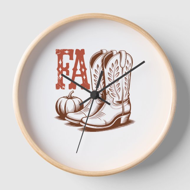 Herbst Cowgirl Pumpkin Uhr (Vorderseite)