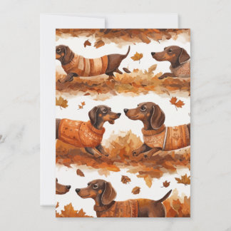 Herbst-Dachshunde-Muster-Handgezeichnete Hunde Dankeskarte