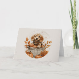 Herbst Dackel Hunde Pumpkin Karte