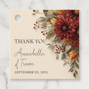 Herbst-Dahlia-Blumen-Rost und Burgunder-Herbstblum Geschenkanhänger