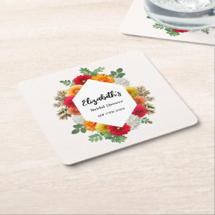 Herbst-Dahlie Florale Hochzeitsdusche Rechteckiger Pappuntersetzer