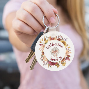 Herbst-Dahlie-Kürbis-Sweet-Sixteen Schlüsselanhänger