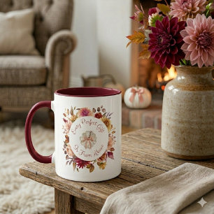 Herbst-Dahlien-Kranz-Schriftkürbis Tasse