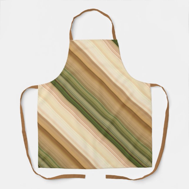 Herbst Daisy Brown, Cream und Grünstreifen Schürze (Vorderseite)