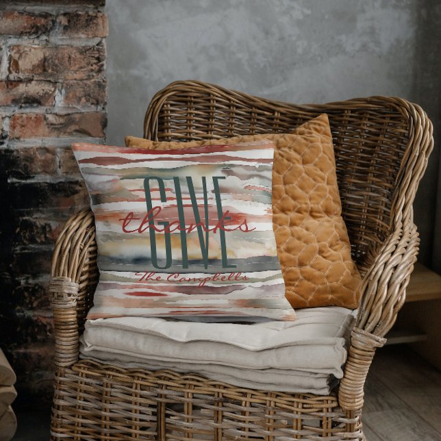 Herbst dank Personalisierter Name Watercolor Kissen (Von Creator hochgeladen)