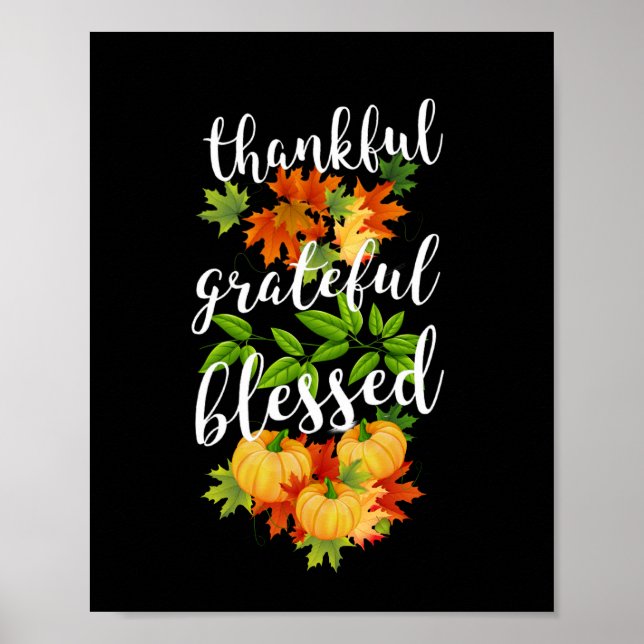 Herbst Dankbar Gesegnet Herbstflor  Poster (Vorne)