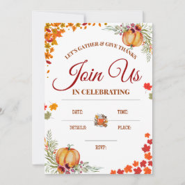 Herbst-Danke-Einladung mit Kürbissen Einladung
