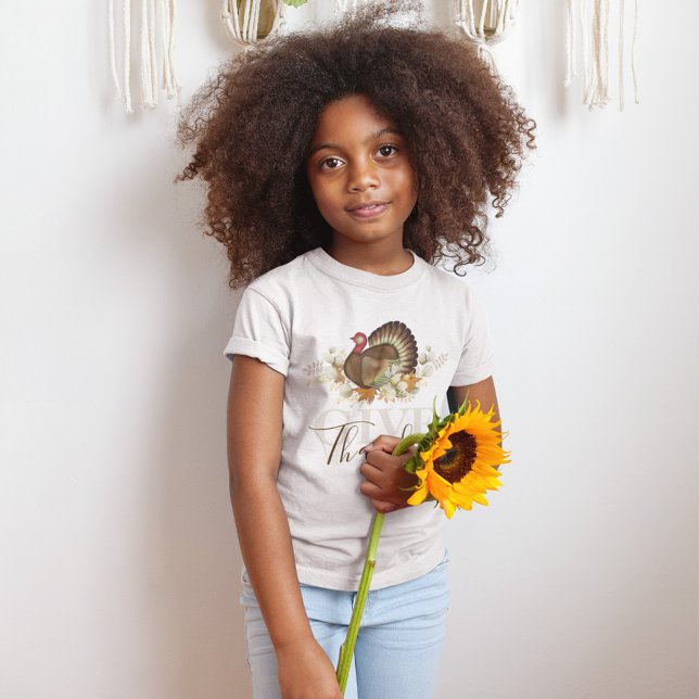 Herbst Danke Erntedank T-Shirt (Give thanks watercolor thanksgiving turkey T-Shirt. )