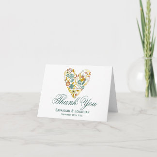 Herbst-danken Blumenherz-Hochzeit im Herbst Ihnen Dankeskarte