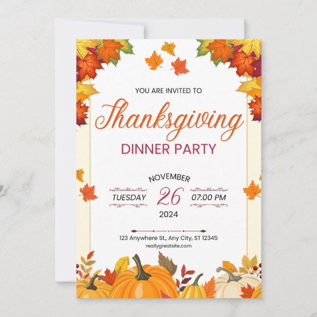 Herbst-Dankfest-Dinnerparty-Kunst Einladung (Vorderseite)
