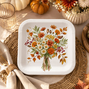 Herbst-Dankfest-Versammlungen Herbstflorales Pappteller