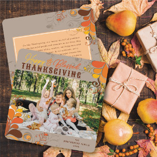 Herbst-Deko-Blätter Wirbel Thanksgiving-Foto Feiertagskarte