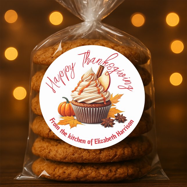 Herbst Delights Cupcake Harvest Erntedank Runder Aufkleber (Von Creator hochgeladen)