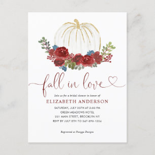 Herbst der Liebe Burgundy Floral Pumpkin Brautpart Postkarte