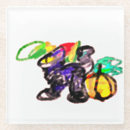 Herbst der Schwarzen Katze Glasuntersetzer