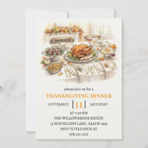 Herbst-Dinnerparty Thanksgiving-Feiertag Einladung