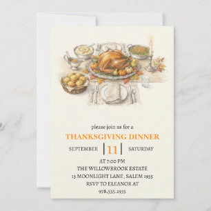 Herbst-Dinnerparty Thanksgiving-Feiertag Einladung