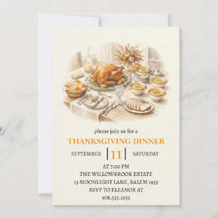 Herbst-Dinnerparty Thanksgiving-Feiertag Einladung