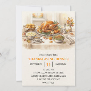 Herbst-Dinnerparty Thanksgiving-Feiertag Einladung
