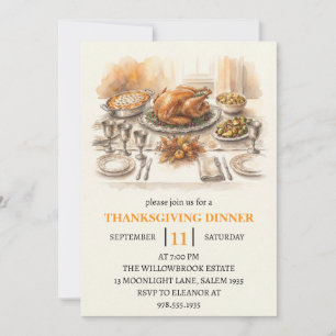 Herbst-Dinnerparty Thanksgiving-Feiertag Einladung