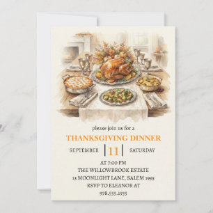 Herbst-Dinnerparty Thanksgiving-Feiertag Einladung