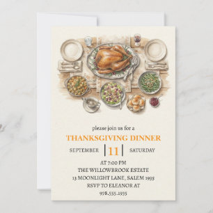 Herbst-Dinnerparty Thanksgiving-Feiertag Einladung