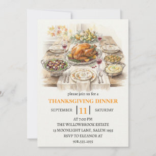 Herbst-Dinnerparty Thanksgiving-Feiertag Einladung