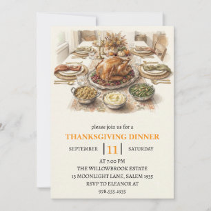 Herbst-Dinnerparty Thanksgiving-Feiertag Einladung