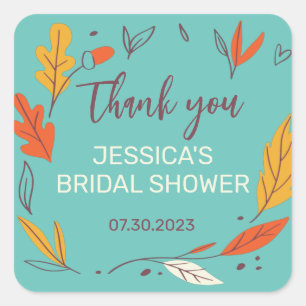 Herbst-Doodle-Blätter Brautparty Wreath Fall Quadratischer Aufkleber