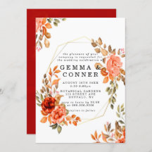 Herbst Dunkelrote Orange Blumen Gold Hochzeiten Ei
