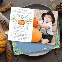 Herbst Dusty Blue Pumpkin 1. Geburtstag Foto