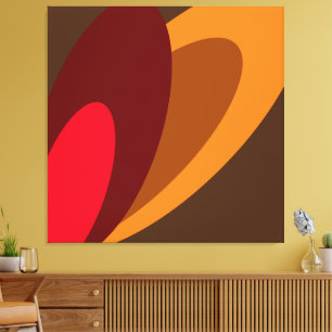 Herbst. Dynamic Brown Orange Red Abstrakt Art Leinwanddruck