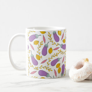 Herbst   Eggplant Gelbes Blattfolienmuster Kaffeetasse