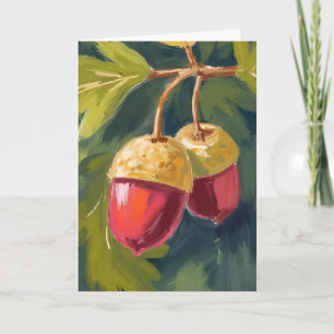Herbst Eicheln Aquarell Herbst Rot Grün Karte