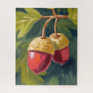 Herbst Eicheln   Wasserfarbe Herbst Rot Grün Puzzle