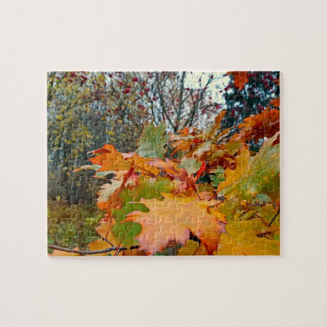 Herbst-Eichenblätter & Beeren Benutzerdefiniert Puzzle (Horizontal)