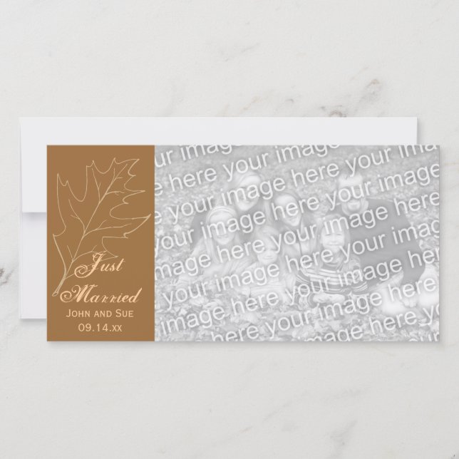 Herbst Eichenholz Eichenholzkarte nur verheiratet Ankündigung (Vorderseite)