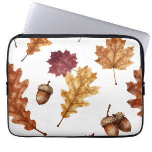 Herbst-Eichenlaub-Ahorn-Wasserfarben-Muster Laptopschutzhülle