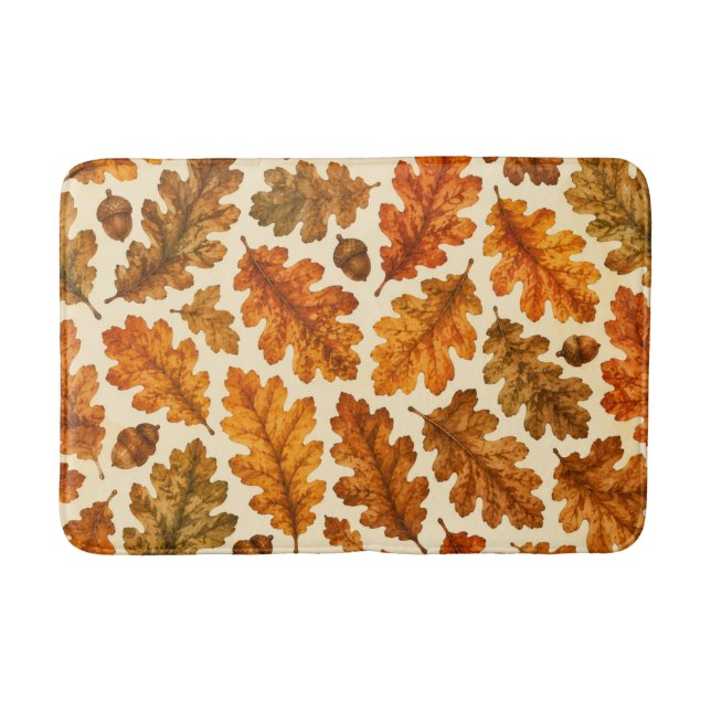 Herbst-Eichenlaub-Muster | Gemütliche Naturästheti Badematte (Vorderseite)